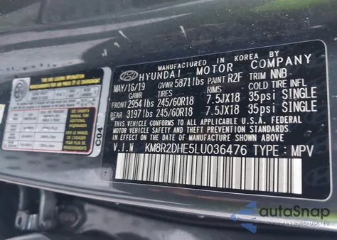 2020 Hyundai Palisade Sel from USA, damaged, VIN KM8R2DHE5LU036476